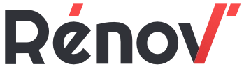 logo typographique rénov' en noir et rouge